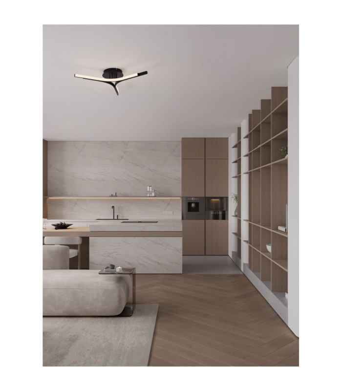 Nue Integrated LED Semi Flush Ceiling Light Matt Black Triac Dimmable LED 29W 1833lm 3000K-2