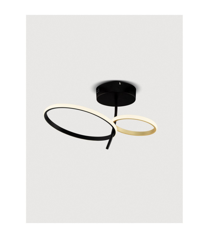 Imar Integrated LED Semi Flush Ceiling Light Sandy Black Gold Triac Dimmable LED 30W 1489lm 3200K-4