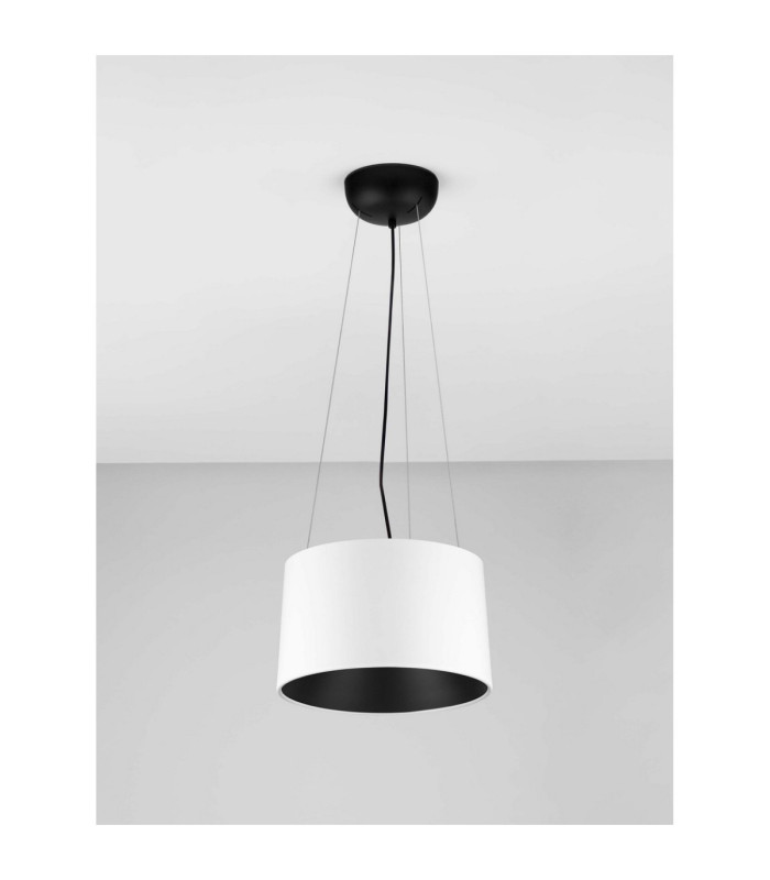 Atil Cylindrical Pendant Ceiling Light Sandy White Black LED 24W 1268lm 3000K-3