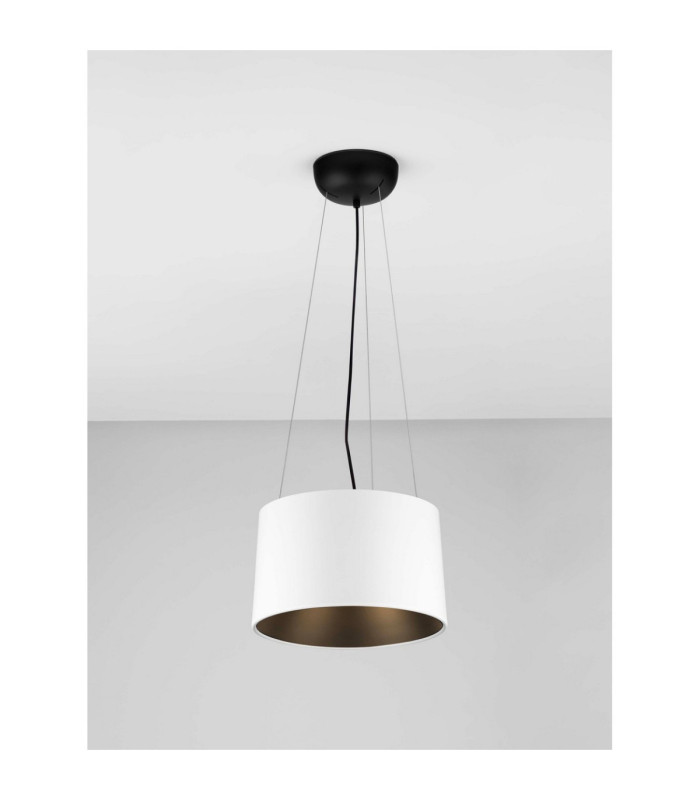 Atil Cylindrical Pendant Ceiling Light Sandy White Black LED 24W 1268lm 3000K-4