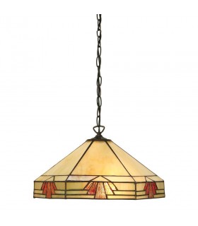 1 Light Medium Ceiling Pendant Dark Bronze, Tiffany glass, E27 - 1