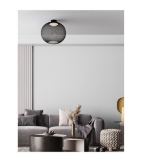 Kinetic Bowl Semi Flush Ceiling Light Matt Black LED 24W 727lm 3000K-2
