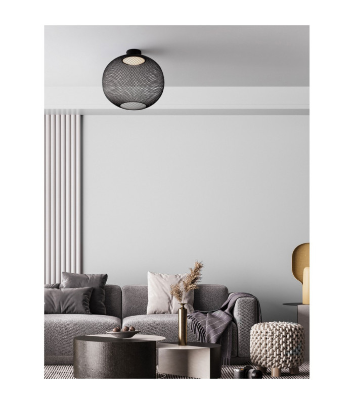 Kinetic Bowl Semi Flush Ceiling Light Matt Black LED 24W 727lm 3000K-2
