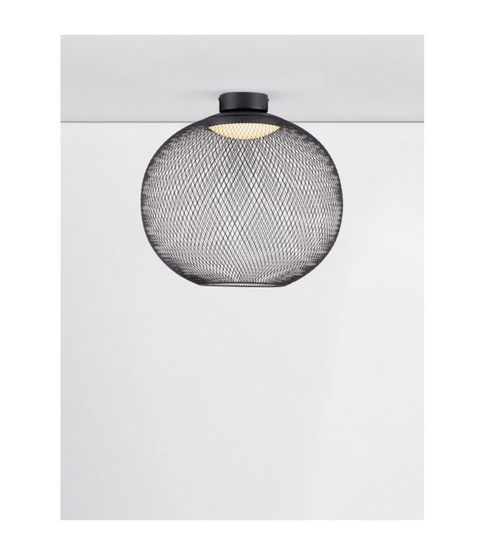 Kinetic Bowl Semi Flush Ceiling Light Matt Black LED 24W 727lm 3000K-4