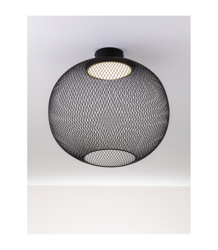 Kinetic Bowl Semi Flush Ceiling Light Matt Black LED 24W 727lm 3000K-6