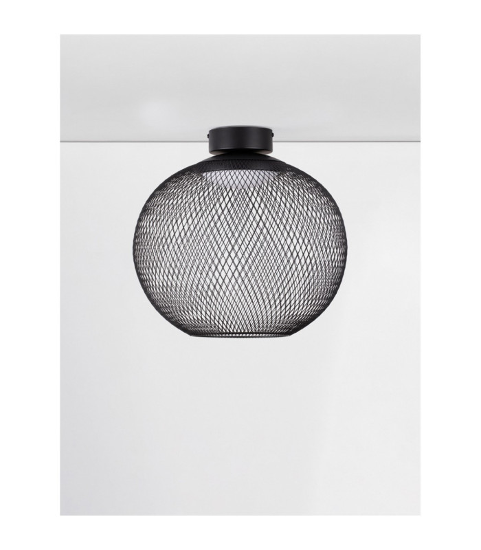 Kinetic Bowl Semi Flush Ceiling Light Matt Black LED 19W 593lm 3000K-3