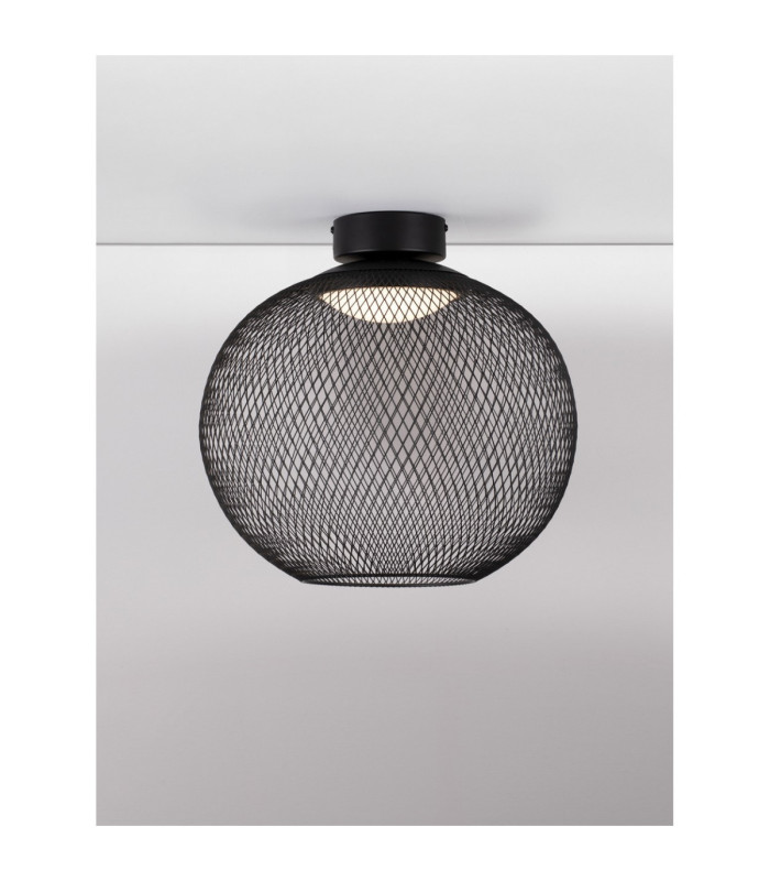 Kinetic Bowl Semi Flush Ceiling Light Matt Black LED 19W 593lm 3000K-4