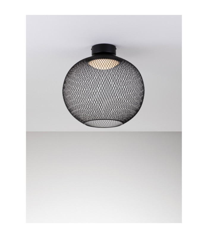Kinetic Bowl Semi Flush Ceiling Light Matt Black LED 19W 593lm 3000K-6