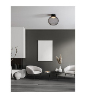 Kinetic Bowl Semi Flush Ceiling Light Matt Black LED 12W 456lm 3000K-2