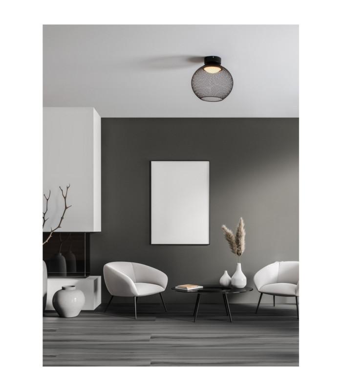 Kinetic Bowl Semi Flush Ceiling Light Matt Black LED 12W 456lm 3000K-2