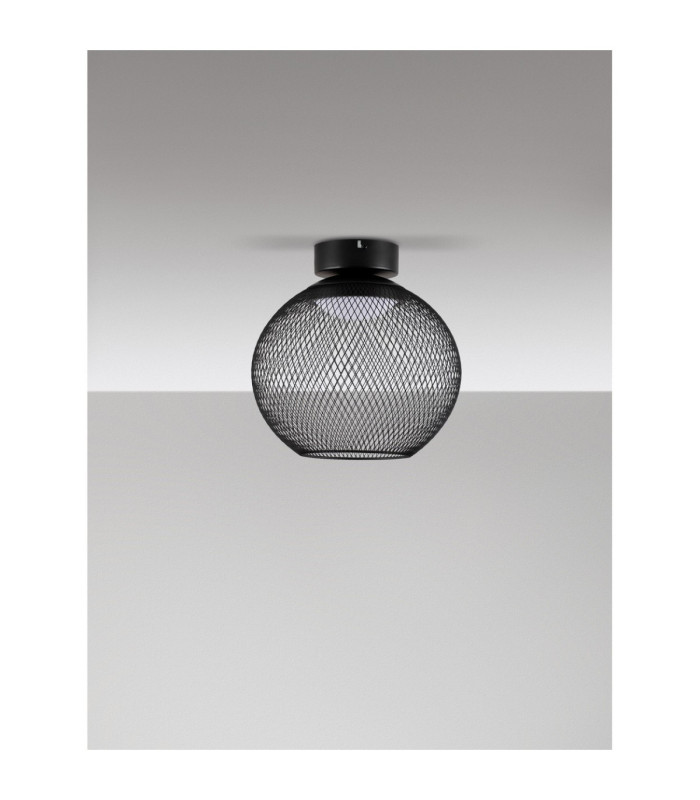 Kinetic Bowl Semi Flush Ceiling Light Matt Black LED 12W 456lm 3000K-3