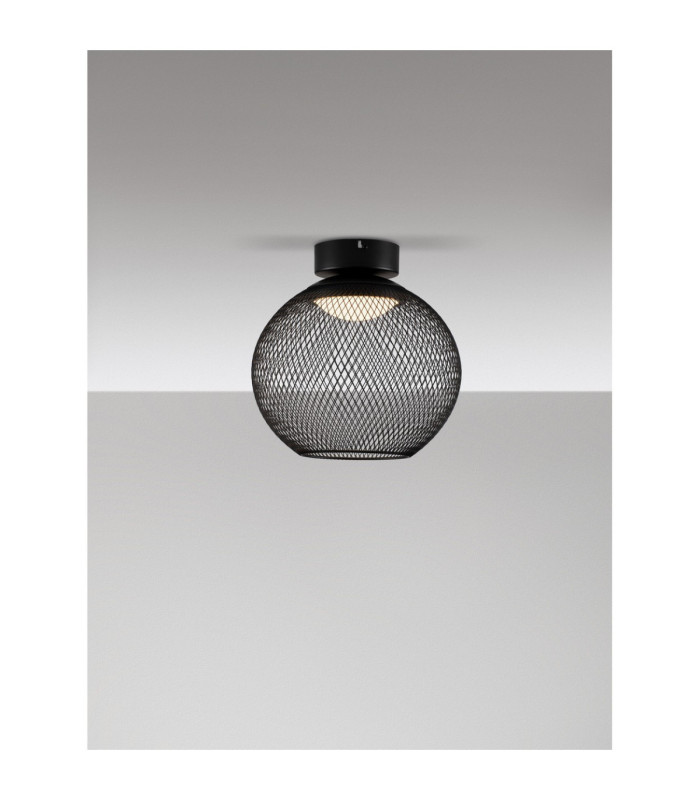 Kinetic Bowl Semi Flush Ceiling Light Matt Black LED 12W 456lm 3000K-4