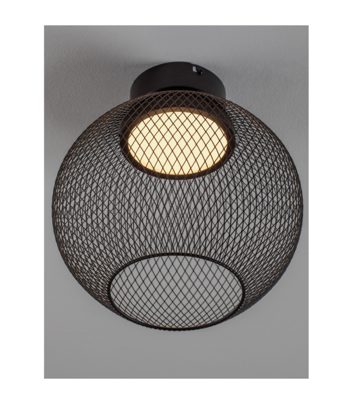 Kinetic Bowl Semi Flush Ceiling Light Matt Black LED 12W 456lm 3000K-5