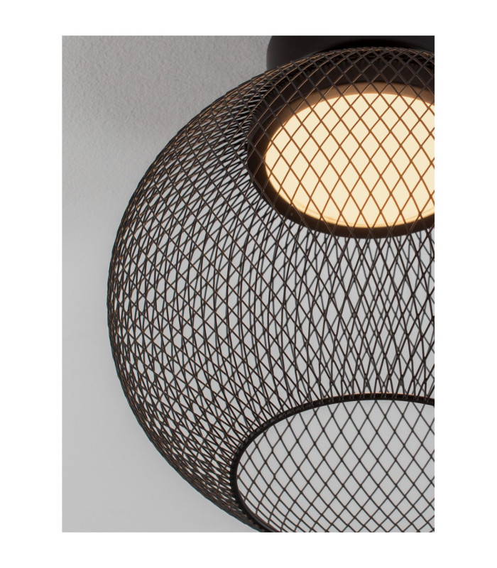 Kinetic Bowl Semi Flush Ceiling Light Matt Black LED 12W 456lm 3000K-6