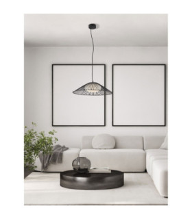 Brume Wire Frame Pendant Ceiling Light Matt Black Opal LED 21W 963lm 3000K-2