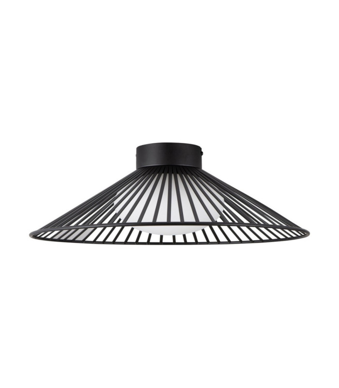 Brume Bowl Semi Flush Ceiling Light Matt Black Opal LED 13W 679lm 3000K-1