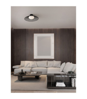 Brume Bowl Semi Flush Ceiling Light Matt Black Opal LED 13W 679lm 3000K-2
