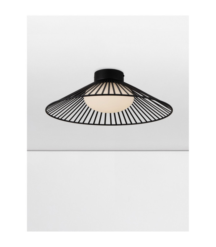 Brume Bowl Semi Flush Ceiling Light Matt Black Opal LED 13W 679lm 3000K-5