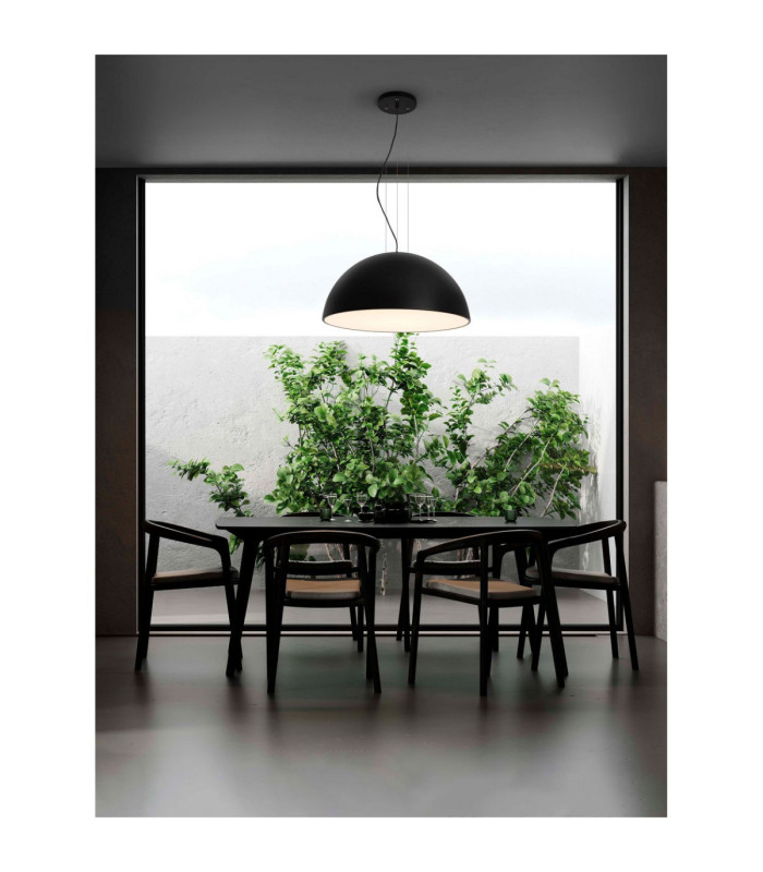 Tholos 70cm Dome Pendant Ceiling Light Sandy Black Matt White E27 3x12W-2