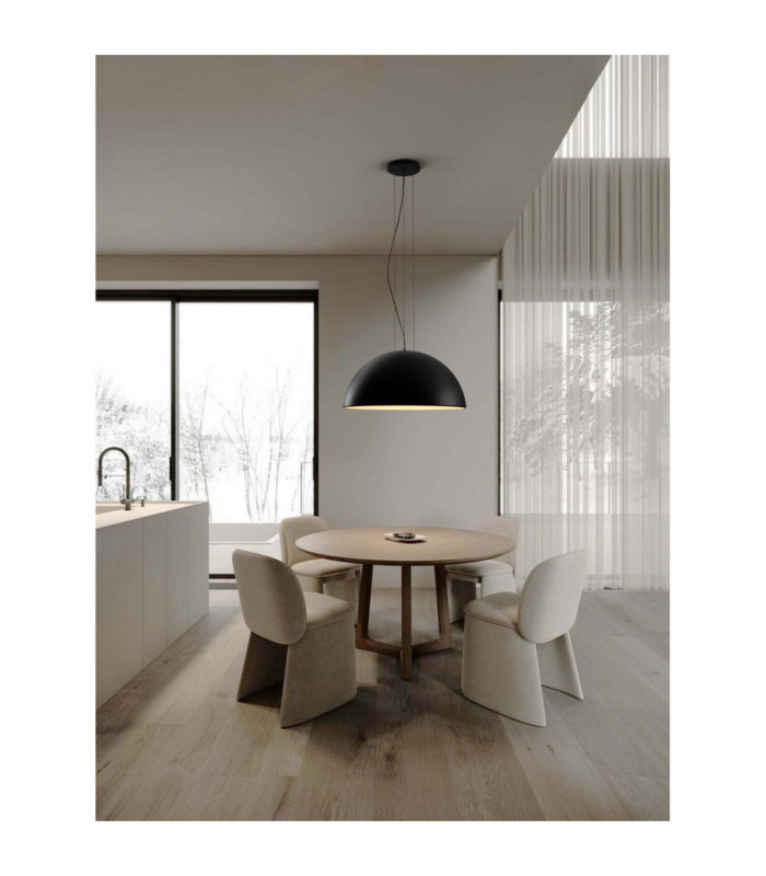 Tholos 70cm Dome Pendant Ceiling Light Sandy Black Matt White E27 3x12W-7