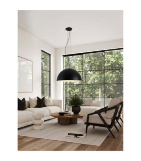 Tholos 60cm Dome Pendant Ceiling Light Sandy Black Matt White E27 3x12W-2