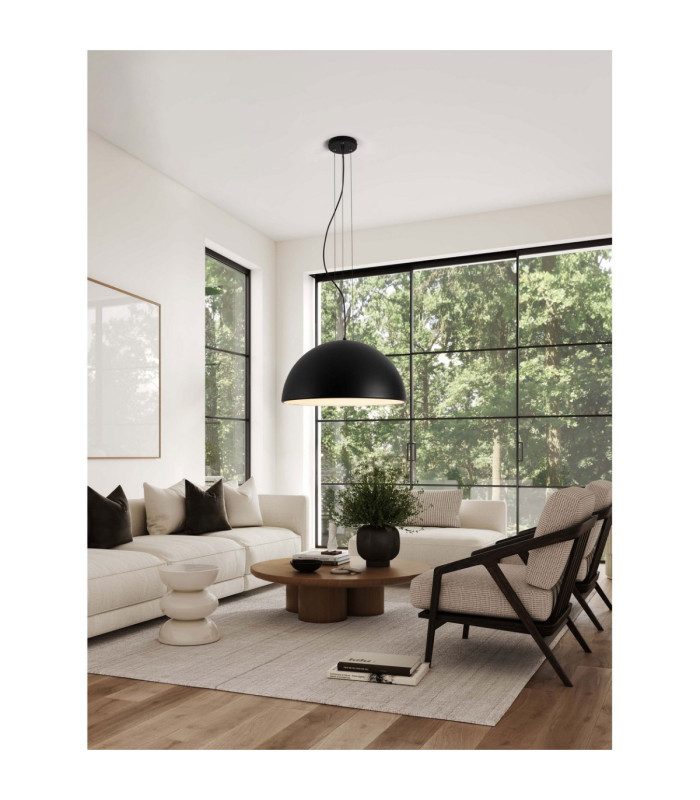 Tholos 60cm Dome Pendant Ceiling Light Sandy Black Matt White E27 3x12W-2