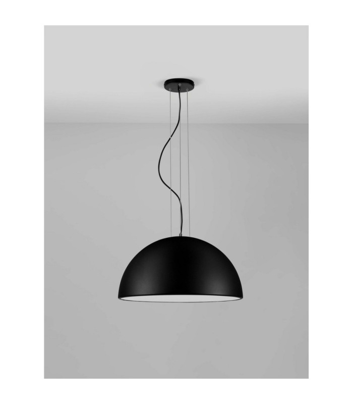 Tholos 60cm Dome Pendant Ceiling Light Sandy Black Matt White E27 3x12W-3