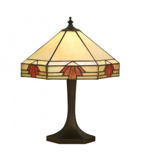 1 Light Small Table Lamp Dark Bronze, Tiffany Glass, E14 - 1