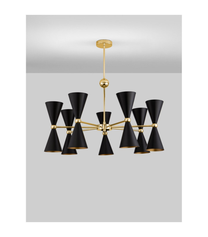 Gala Multi Arm Pendant Ceiling Light Matt Black Gold E14 14x5W-3