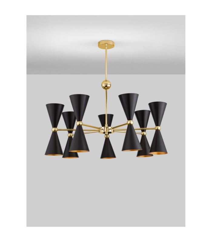 Gala Multi Arm Pendant Ceiling Light Matt Black Gold E14 14x5W-4