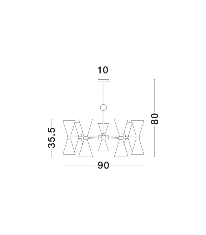 Gala Multi Arm Pendant Ceiling Light Matt Black Gold E14 14x5W-9