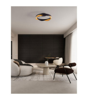 Radon Integrated LED Semi Flush Ceiling Light Matt Black Gold Triac Dimmable LED 40W 1244lm 3000K-2