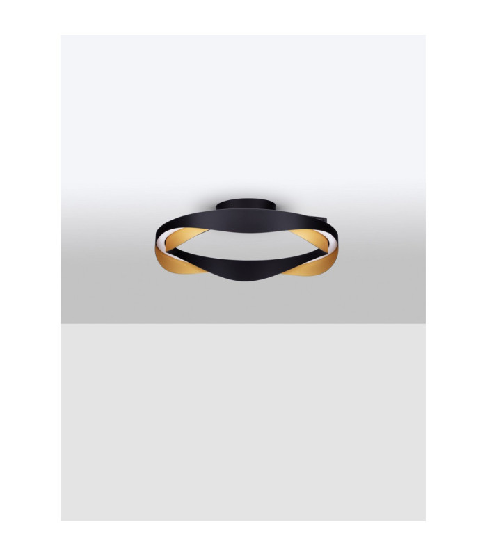 Radon Integrated LED Semi Flush Ceiling Light Matt Black Gold Triac Dimmable LED 40W 1244lm 3000K-4