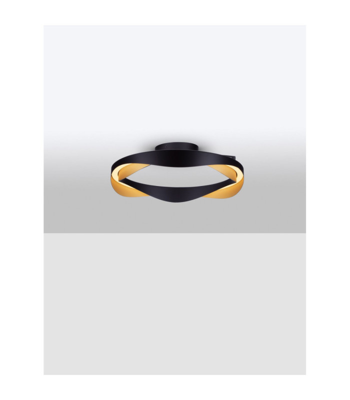 Radon Integrated LED Semi Flush Ceiling Light Matt Black Gold Triac Dimmable LED 40W 1244lm 3000K-5