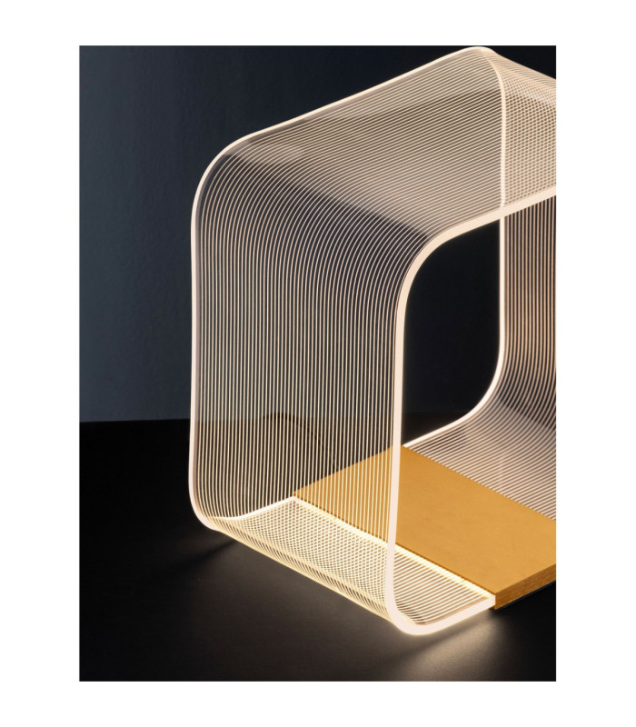 Valentin Square Integrated LED Table Lamp Matt Gold Triac Dimmable LED 14W 786lm 3000K-5