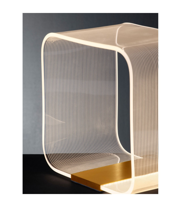 Valentin Square Integrated LED Table Lamp Matt Gold Triac Dimmable LED 14W 786lm 3000K-6