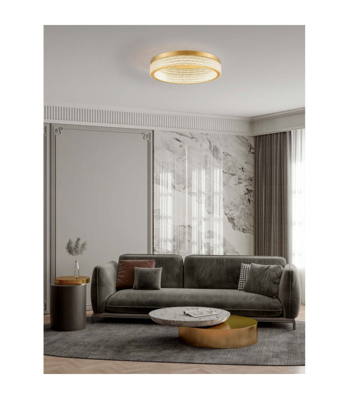 Kinara Integrated LED Semi Flush Ceiling Light Platinum Gold Triac Dimmable LED 70W 3666lm 3000K-2