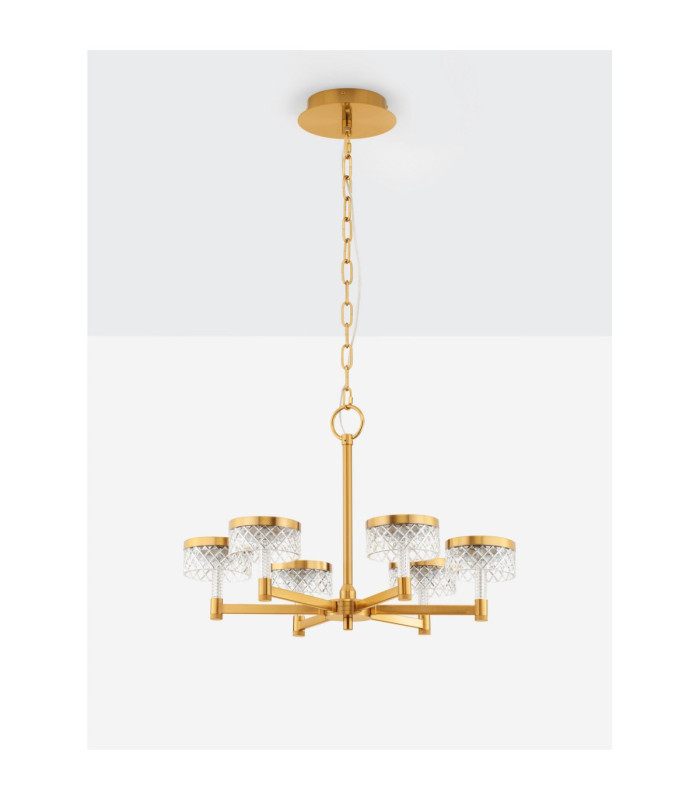 Bion Multi Arm Pendant Ceiling Light Brass Gold LED 38W 2399lm 3000K-3