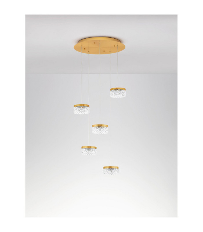Bion Cluster Pendant Ceiling Light Brass Gold LED 32W 1993lm 3000K-3