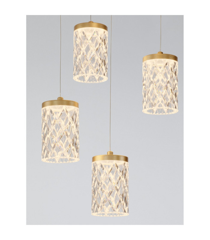 Phos Cluster Pendant Ceiling Light Brass Gold Triac Dimmable LED 28W 1792lm 3000K-5
