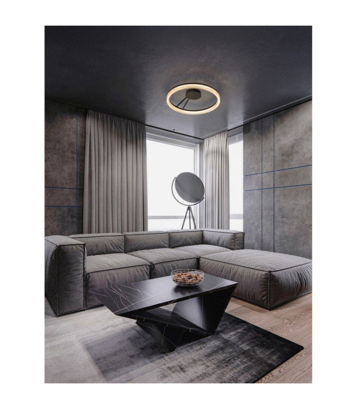 Lonela Integrated LED Semi Flush Ceiling Light Sandy Black Triac Dimmable LED 28W 1680lm 3000K-2