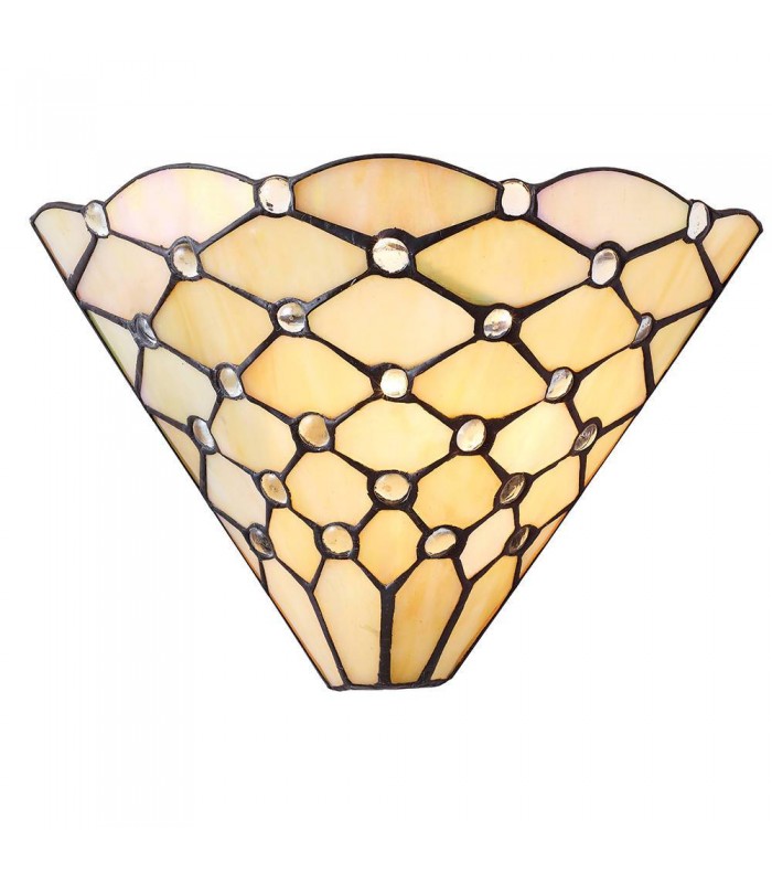 1 Light Indoor Wall Uplighter Dark Bronze with Tiffany Glass, E14 - 1
