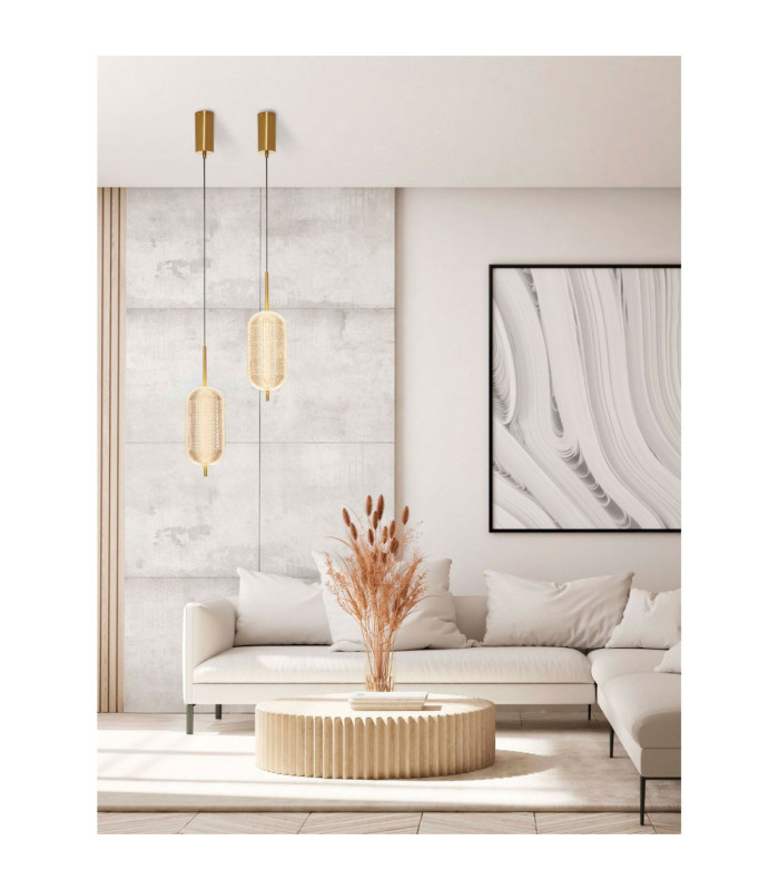 Klelia Slim Pendant Ceiling Light Brass Gold Triac Dimmable LED 17W 1451lm 3000K-2