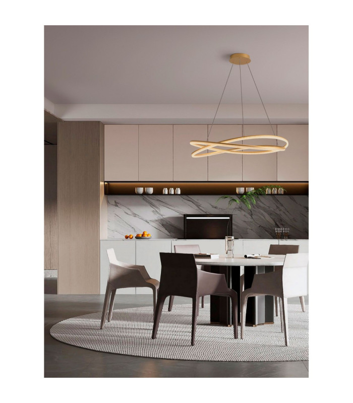 Ofelia Integrated LED Pendant Ceiling Light Brass Gold Dimmable LED 68W 5637lm 3000K