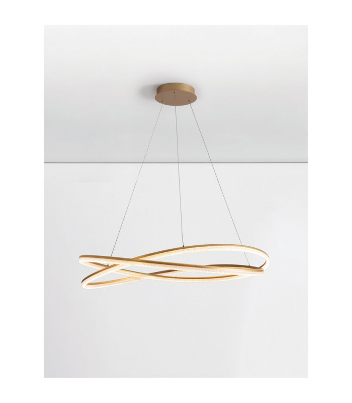 Ofelia Integrated LED Pendant Ceiling Light Brass Gold Dimmable LED 68W 5637lm 3000K
