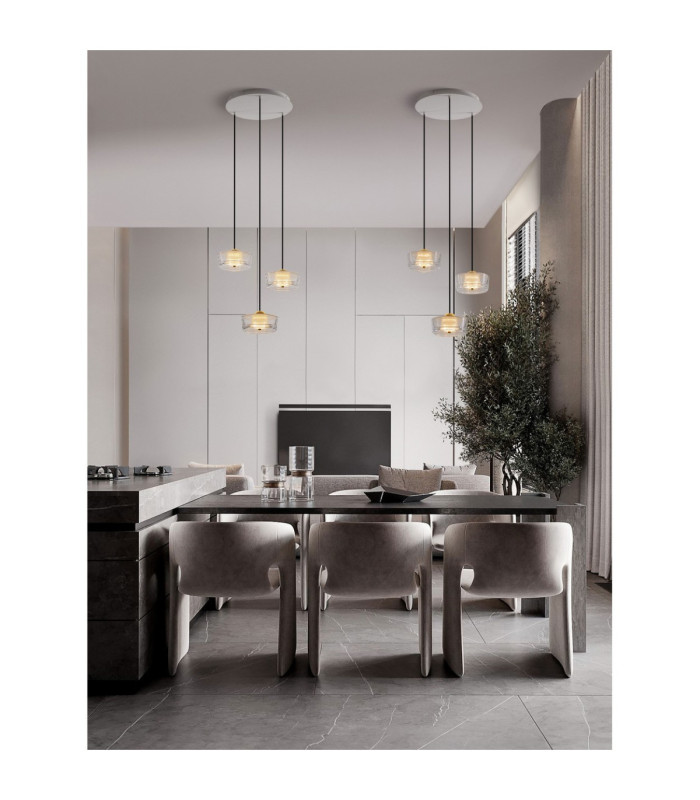 Keros Cluster Pendant Ceiling Light Platinum Gold Sandy White LED 18W 1182lm 3000K-2