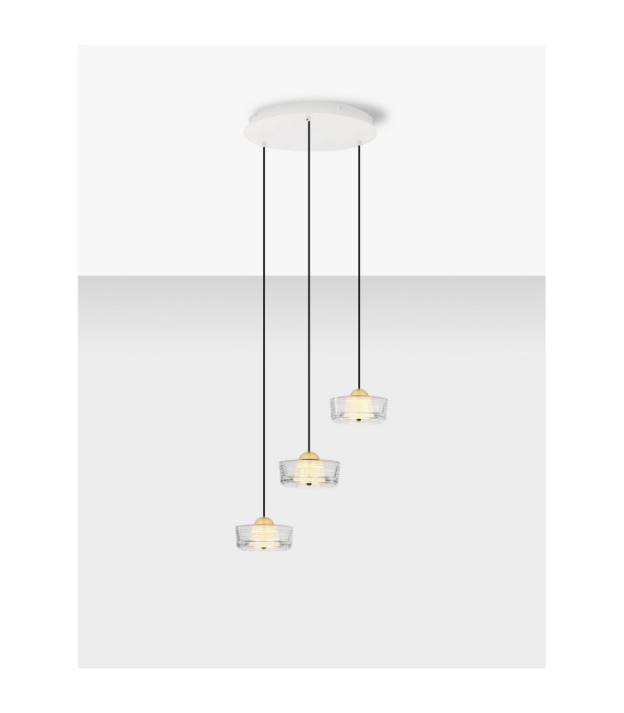 Keros Cluster Pendant Ceiling Light Platinum Gold Sandy White LED 18W 1182lm 3000K-4