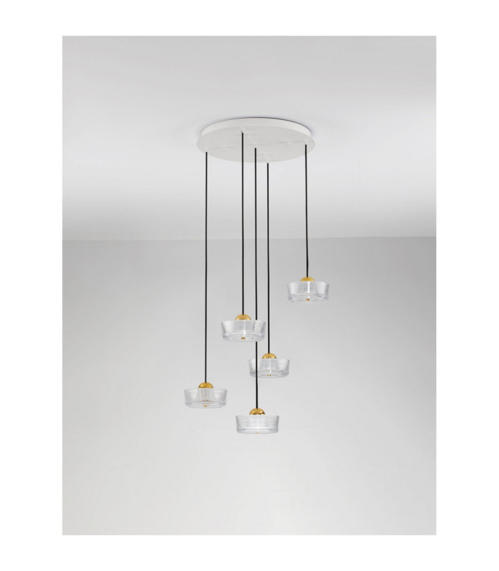 Keros Cluster Pendant Ceiling Light Platinum Gold Sandy White LED 30W 1970lm 3000K-3