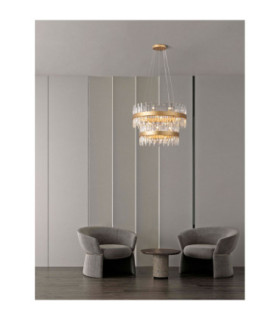 Crown Pendant Ceiling Light Satin Gold LED G9 32x5W-2