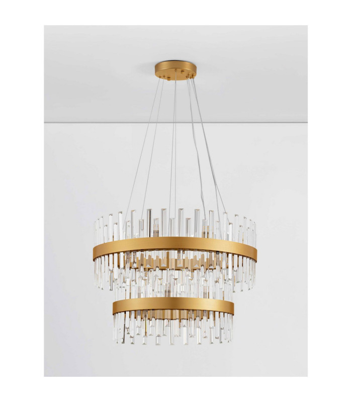 Crown Pendant Ceiling Light Satin Gold LED G9 32x5W-3